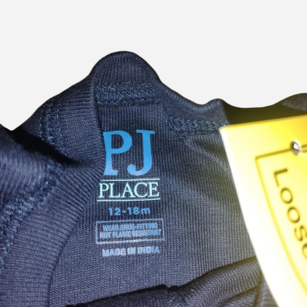 PJ Place Baby Boy 2-Piece Pajama Set - Navy Henley & Plaid Pants - 12-18M - NWT - Picture 3 of 4